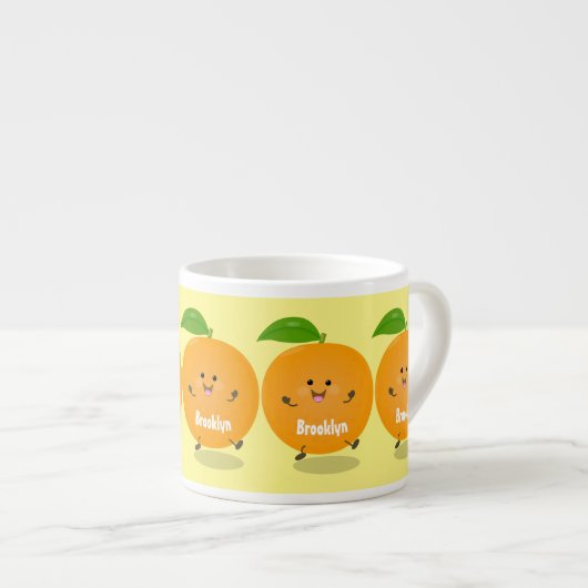 Sinaasappel citrusvruchten die met klauterdansen espresso kop (Voorkant rechts)