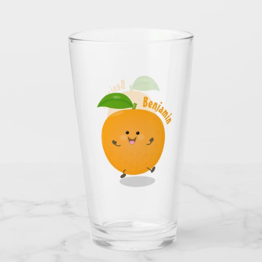 Sinaasappel citrusvruchten die met klauterdansen glas (Achterkant)