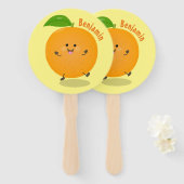 Sinaasappel citrusvruchten die met klauterdansen handwaaier (Voorkant en achterkant)