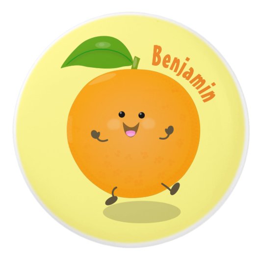 Sinaasappel citrusvruchten die met klauterdansen keramische knop (Voorkant)