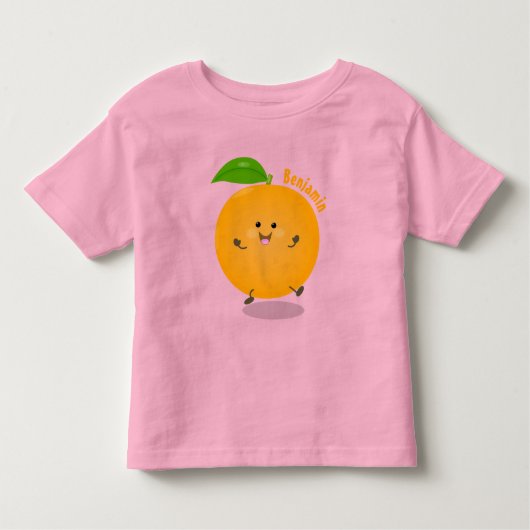 Sinaasappel citrusvruchten die met klauterdansen kinder shirts (Voorkant)
