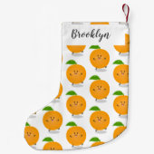 Sinaasappel citrusvruchten die met klauterdansen kleine kerstsok (Achterkant)