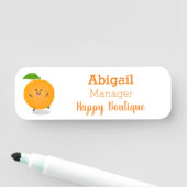 Sinaasappel citrusvruchten die met klauterdansen naamplaatje (In situ)