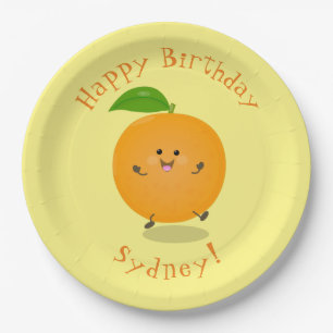 Sinaasappel citrusvruchten die met klauterdansen papieren bordje