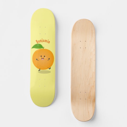 Sinaasappel citrusvruchten die met klauterdansen persoonlijk skateboard (Voorkant)