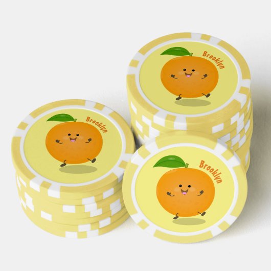 Sinaasappel citrusvruchten die met klauterdansen poker chips (Opstapeling)