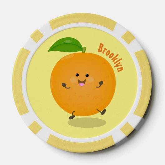 Sinaasappel citrusvruchten die met klauterdansen poker chips (Achterkant)