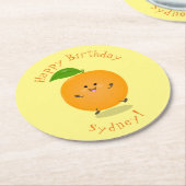 Sinaasappel citrusvruchten die met klauterdansen ronde kartonnen onderzetter (Gebogen)