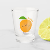 Sinaasappel citrusvruchten die met klauterdansen shot glas (Voorkant)