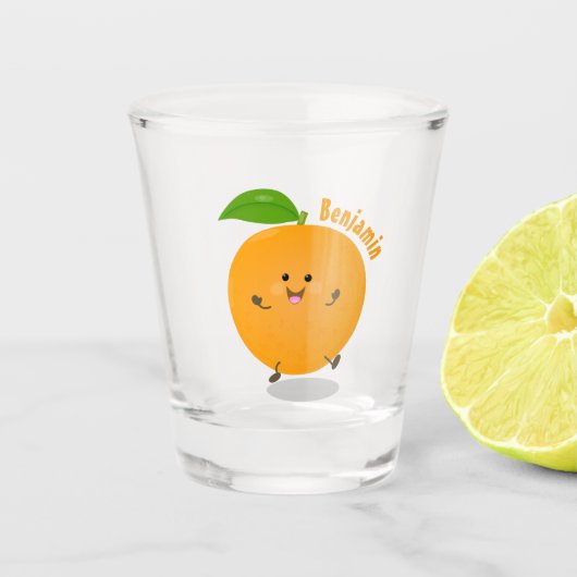 Sinaasappel citrusvruchten die met klauterdansen shot glas (Voorkant)