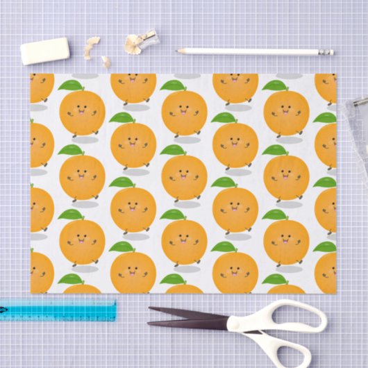 Sinaasappel citrusvruchten die met klauterdansen tissuepapier (Craft)