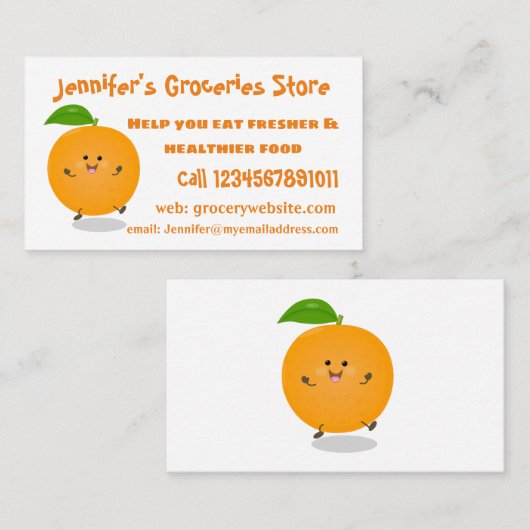 Sinaasappel citrusvruchten die met klauterdansen visitekaartje (Voorkant / Achterkant)