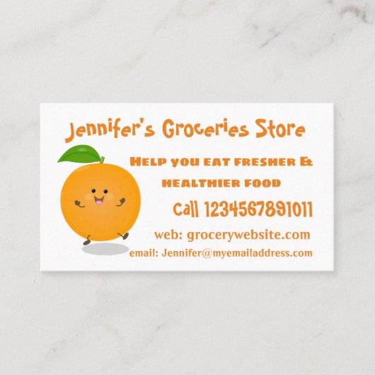 Sinaasappel citrusvruchten die met klauterdansen visitekaartje (Voorkant)