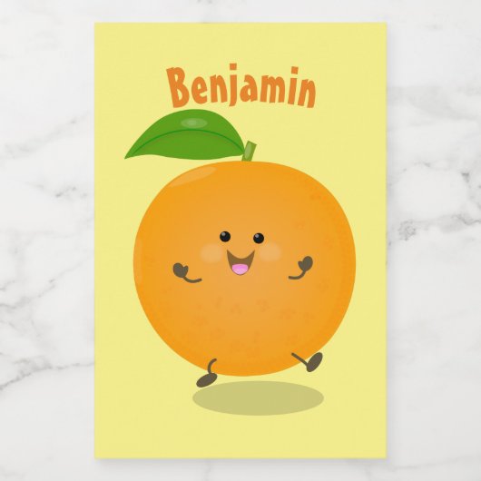 Sinaasappel citrusvruchten die met klauterdansen voedselcontainer etiket (Enkel label)