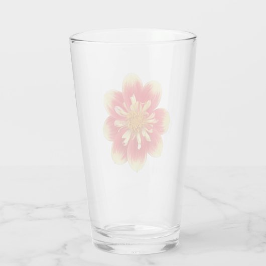 Sinaasappel Collarette Dahlia Bloom Floral Glas (Achterkant)