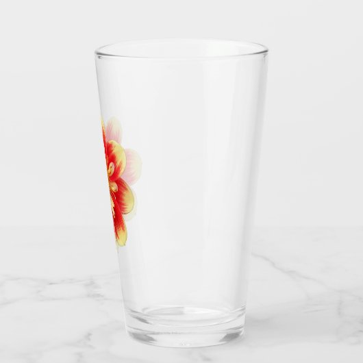 Sinaasappel Collarette Dahlia Bloom Floral Glas (Links)