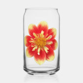 Sinaasappel Collarette Dahlia Blooms Bloemen Blikvorm Glas (Voorkant)
