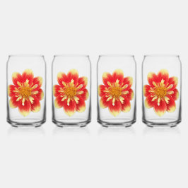 Sinaasappel Collarette Dahlia Blooms Bloemen Blikvorm Glas