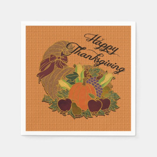 Sinaasappel Cornucopia Thanksgiving Napkins Servet (Voorkant)