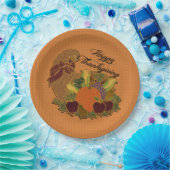 Sinaasappel Cornucopia Thanksgiving Papieren Borde Bordje (Feest)
