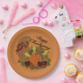 Sinaasappel Cornucopia Thanksgiving Papieren Borde Bordje (Feest)