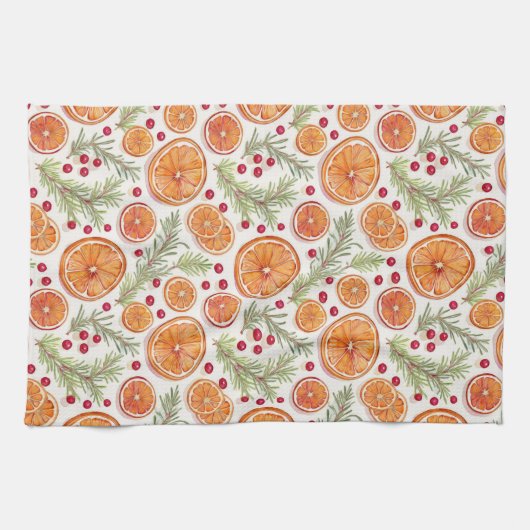 Sinaasappel, Cranberry en Rozemarijn vakantie Wate Theedoek (Horizontaal)