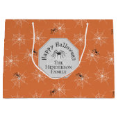 Sinaasappel Creepy Spider Webs Custom Halloween Groot Cadeauzakje (Voorkant)