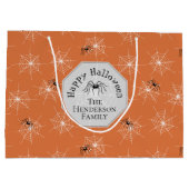 Sinaasappel Creepy Spider Webs Custom Halloween Groot Cadeauzakje (Achterkant)