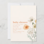 Sinaasappel & Crème Bloemen Baby shower Feestuitno Kaart (Voorkant)