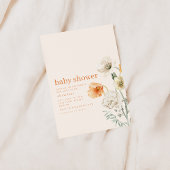 Sinaasappel & Crème Bloemen Baby shower Feestuitno Kaart