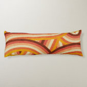 Sinaasappel/Crème/Bruin Retro Regenboog Stripes Pa Lichaamskussen (Achterkant)