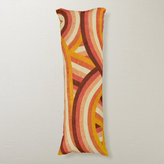 Sinaasappel/Crème/Bruin Retro Regenboog Stripes Pa Lichaamskussen (Voorkant Verticaal)