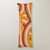 Sinaasappel/Crème/Bruin Retro Regenboog Stripes Pa Lichaamskussen (Achterkant (Verticaal))
