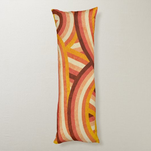 Sinaasappel/Crème/Bruin Retro Regenboog Stripes Pa Lichaamskussen (Achterkant (Verticaal))