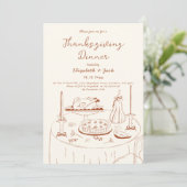 Sinaasappel & Crème Hand getrokken Thanksgiving Di Kaart (Staand voorkant)