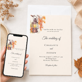 Sinaasappel crème herfst bloemen lantaarn rustieke kaart