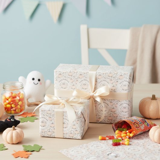 Sinaasappel & Crème Kleine Pompoen Baby Halloween Cadeaupapier