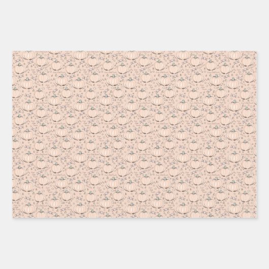 Sinaasappel & Crème Kleine Pompoen Baby Halloween Inpakpapier Vel (Voorkant 3)