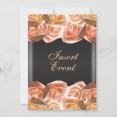 Sinaasappel crème zwarte roos elegant kaart (Voorkant)