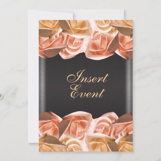 Sinaasappel crème zwarte roos elegant kaart (Voorkant)