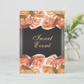 Sinaasappel crème zwarte roos elegant kaart (Staand voorkant)