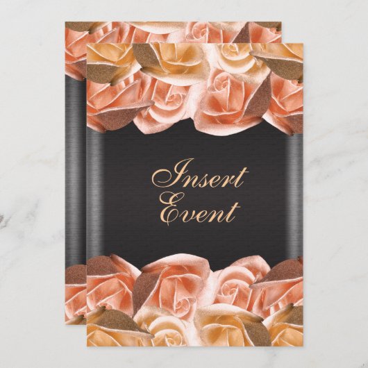 Sinaasappel crème zwarte roos elegant kaart (Voorkant / Achterkant)