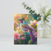 Sinaasappel Crested Rainbow Jay Fantasy Bird Briefkaart (Staand voorkant)