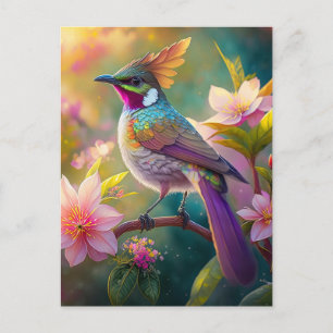 Sinaasappel Crested Rainbow Jay Fantasy Bird Briefkaart