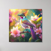 Sinaasappel Crested Rainbow Jay Fantasy Bird Canvas Afdruk (Voorkant)