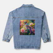 Sinaasappel Crested Rainbow Jay Fantasy Bird Denim Jacket (Achterkant)
