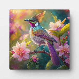 Sinaasappel Crested Rainbow Jay Fantasy Bird Fotoplaat
