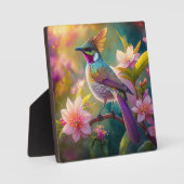Sinaasappel Crested Rainbow Jay Fantasy Bird Fotoplaat (Voorkant)