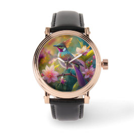 Sinaasappel Crested Rainbow Jay Fantasy Bird Horloge