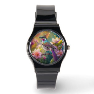 Sinaasappel Crested Rainbow Jay Fantasy Bird Horloge